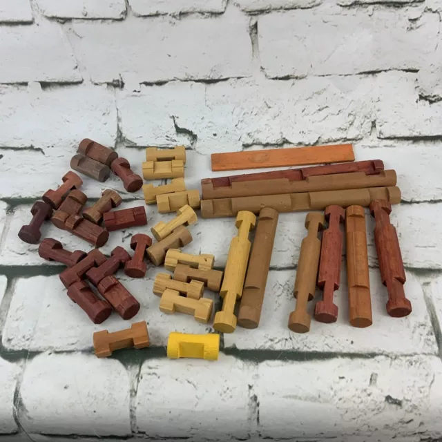 Lincoln Logs Large Lot Of Various Pieces Vintage Building Toy Wood