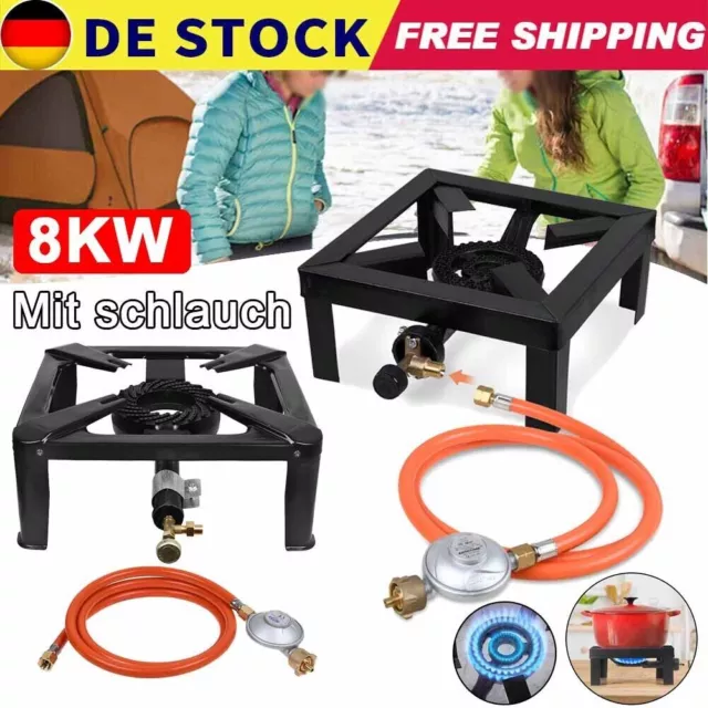 Gaskocher Hockerkocher Economic 8 Kw De/At Mit 15M Schlauch Regler Campingkocher