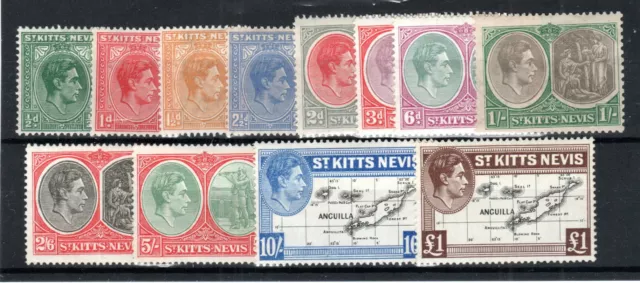 St Kitts-Nevis 1938-50 values to between SG 68a and 77f MLH/MH