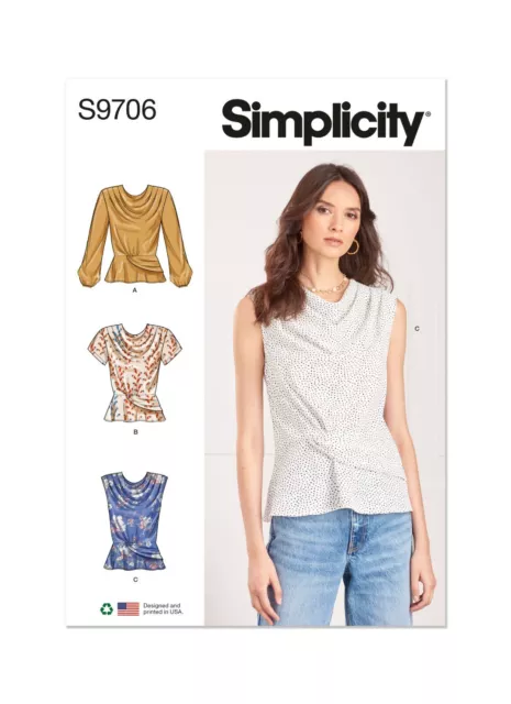 Simplicity SEWING PATTERN S9706 Misses' Tops Sizes 8-16 Or 18-26