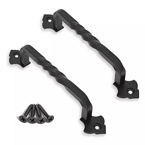 2 Pack Barn Door Pull Handle Hardware for Wooden Garden Gate Shed 6inch Black