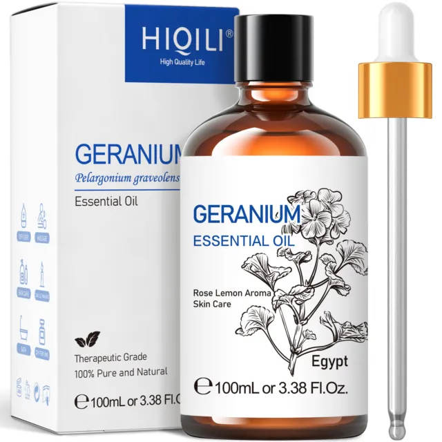 100ml Geranium Essential Oil 100% Pure Natural Diffuser Lasting Aroma Skin Bath