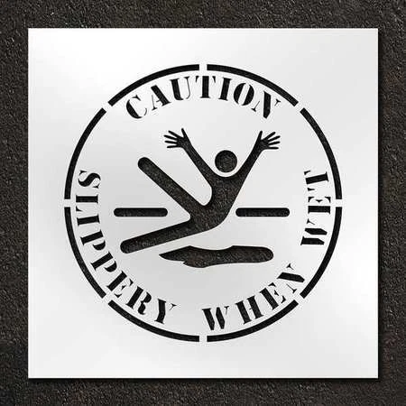 RAE STL-116-12403 Stencil,Caution Slippery When Wet,24 in