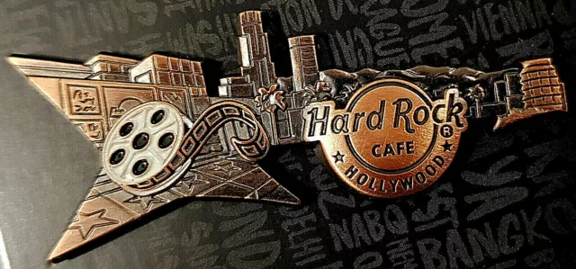 HOLLYWOOD 3D SKYLINE SERIES GUITAR CALIFORNIA MOVIE REEL Hard Rock Cafe PIN