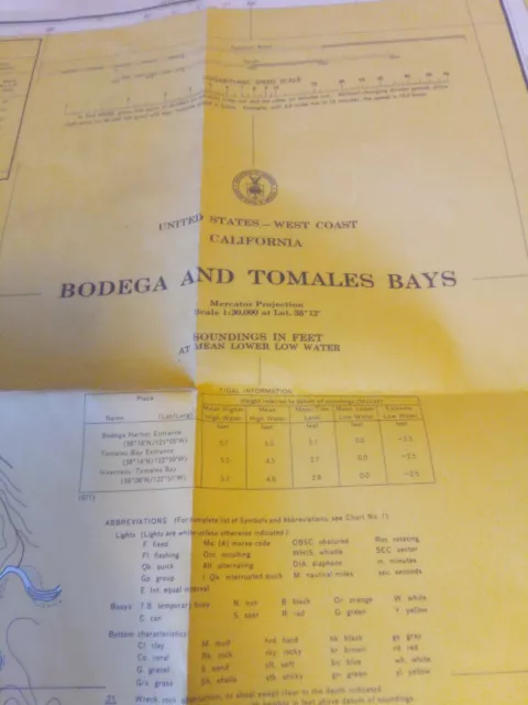 West Coast California Bodega And Tomales Bays Nautical Chart NOAA 1973