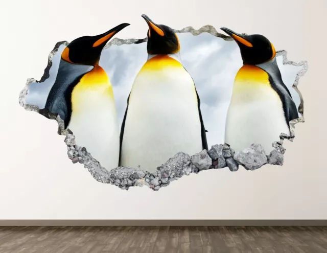 Emperor Penguin Wall Decal Art Decor 3D Smashed Animal Poster Room Sticker BL465