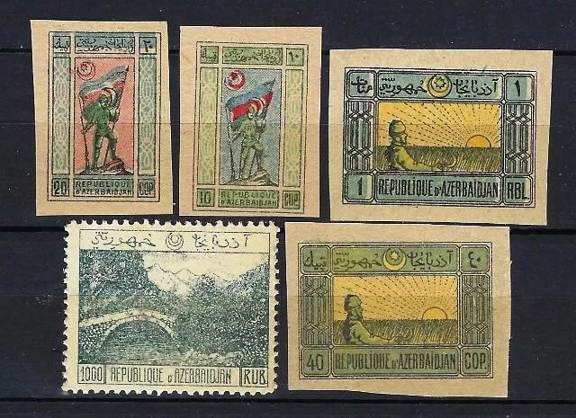 Azerbaidjan avant 1930 (2) 5 timbres différents