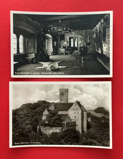 2 x Foto AK KOHREN bei Frohburg um 155 Burg Gnandstein Romanischer Saal  ( 58325