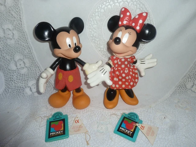 Vintage Walt Disney Mickey Minnie Mouse Vinly Figurines By Applause With Tags