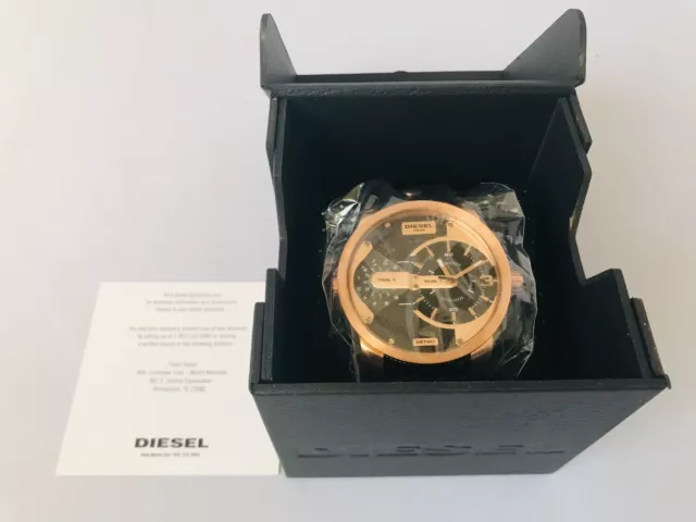 Diesel Mini Daddy DZ7317 Black Textured Dial Rose Tone Watch MSRP $300