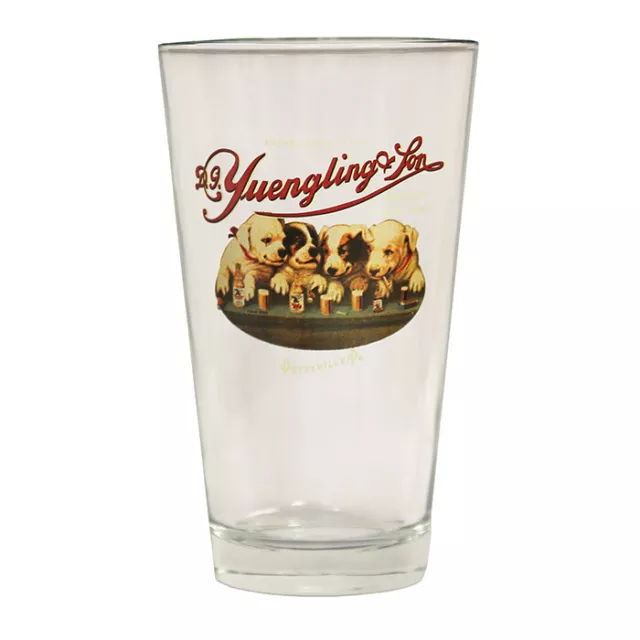 Yuengling & Sons Drinking Dogs Logo Beer 16oz Pint Glass Americas Oldest Brewery