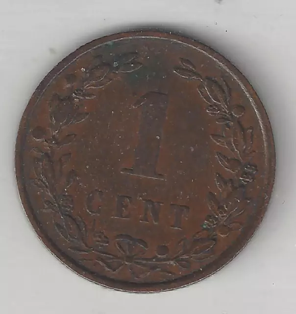 Pays-Bas, 1900 Grande Date, Cent, Bronze, Km#107.2, Tres Fine-Extra Fine 2