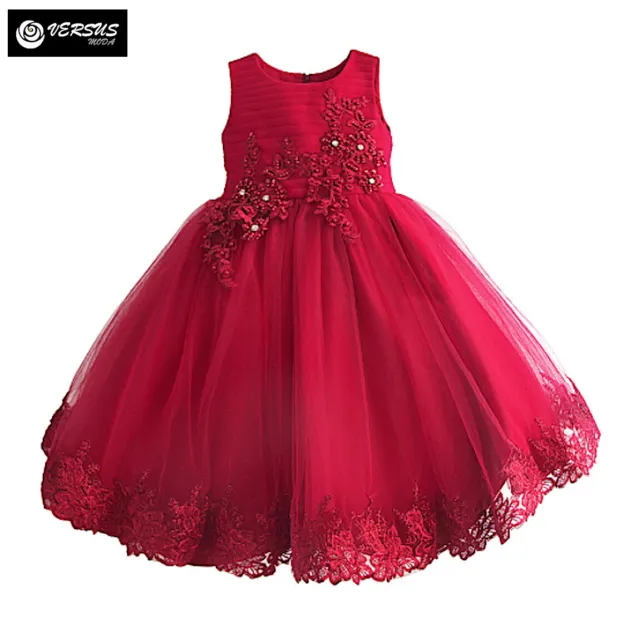 Vestito Bambina Abito Rosso Principessa Cerimonia Girl Red Party Dress DGZF024B
