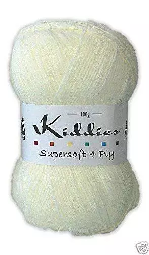 Cygnet Kiddies Supersoft 4 Ply Acryl Garn/Wolle 100g - 300 Creme