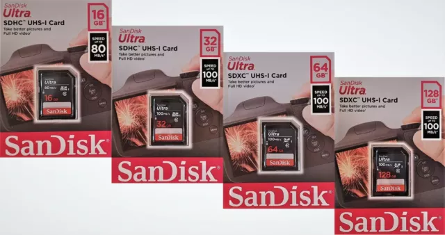 SanDisk Ultra SD-Karte Class 10 SDHC SDXC UHS-1 Karte 16GB, 32GB, 64GB, 128GB