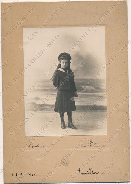 1911 Ritratto bambina vestito alla marinara Camilla Fotografia Capitanio Brescia