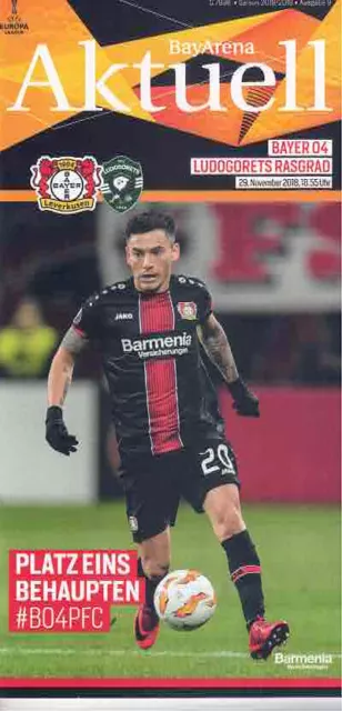 Fussball-Programmheft   18/19   EL   Bayer 04 Leverkusen - L. Rasgrad