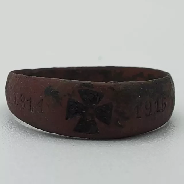 WW1 German trench art Iron Cross 1914 1916 Army war soldier Ring old copper old