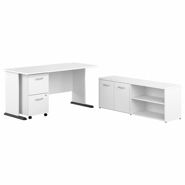 Bush Business Furniture Studio A 60"W Computer Desk with File Cabinet and
