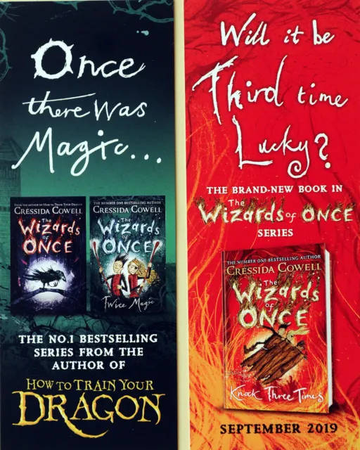 Bookmarks X 2 - The Wizards Of Once - Cressida Cowell Knock Three Times