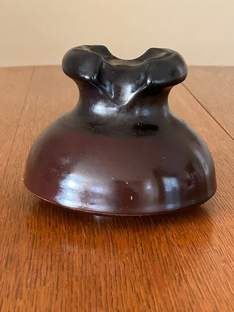 Antique Vintage Large Ceramic High Voltage Glazed Brown Excellent