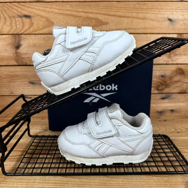 REEBOK Royal Rewind Size UK 4 Baby Triple White Leather Running Low Shoes TD