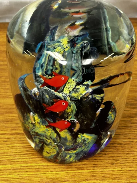 Art Glass Aquarium Hand Blown Glass Colorful  5"H