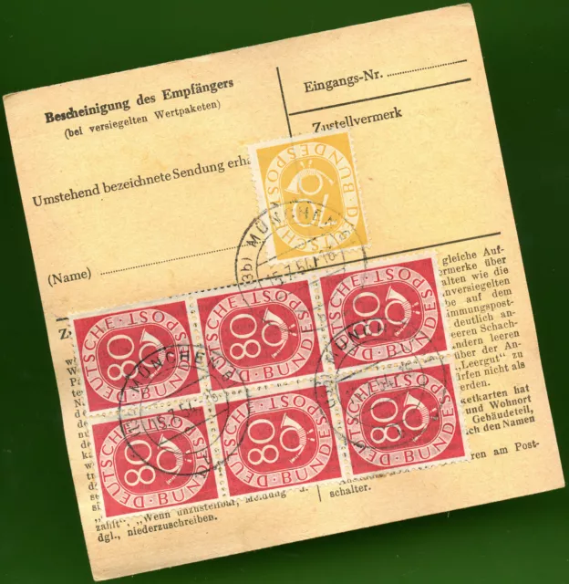 Mi-€ 3.300 | BUND 137, Posthorn 80 Pf: 6er-Einheit (3 waager. Paare) MiF Paketk. Mi-€ 3.300 | BUND 137, Posthorn 80 Pf: 6er-Einheit (3 waager. Paare) MiF Paketk.