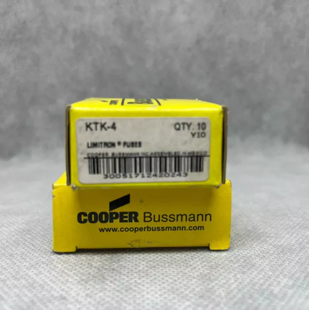 Cooper Bussmann KTK-4 Fuses, 4A, 600V - Box of 10 - New