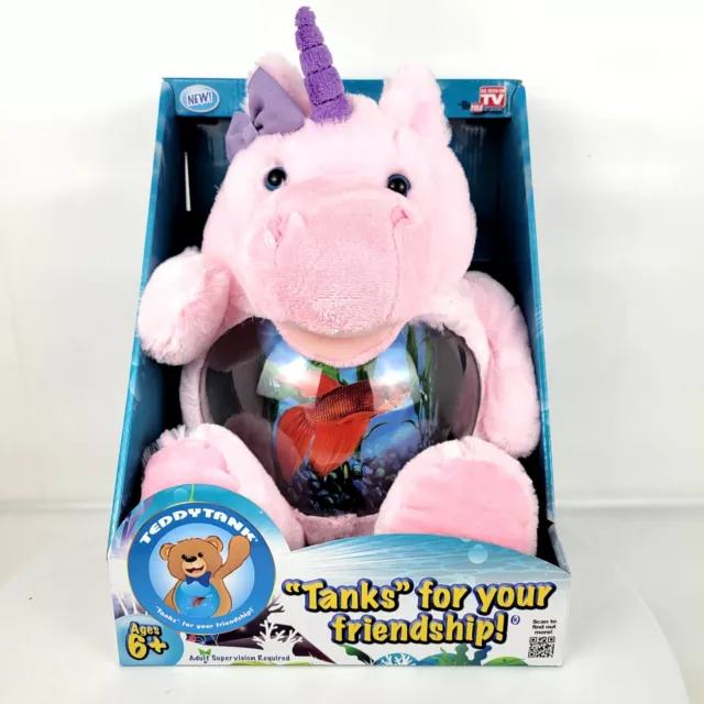 Teddy Tank Plush Pink Magical Unicorn 1 Gal Fish Bowl Pal Friend Stuffed Animal