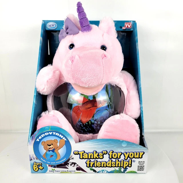 Teddy Tank Plush Pink Magical Unicorn 1 Gal Fish Bowl Pal Friend Stuffed Animal