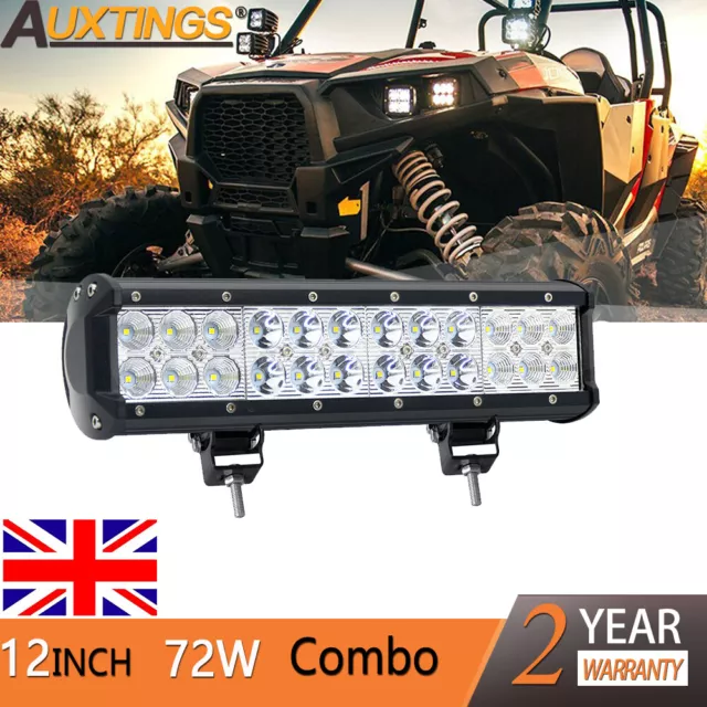 12'' inch 72W LED LIGHT BAR COMBO Offroad DRIVING LAMP 4WD WORK ATV 12V 24V UK