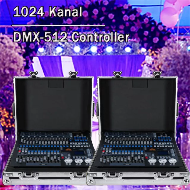 1024 Kanäle DMX512 Konsole Lichtmischpult Dimmer Disco Party Show mit Flightcase