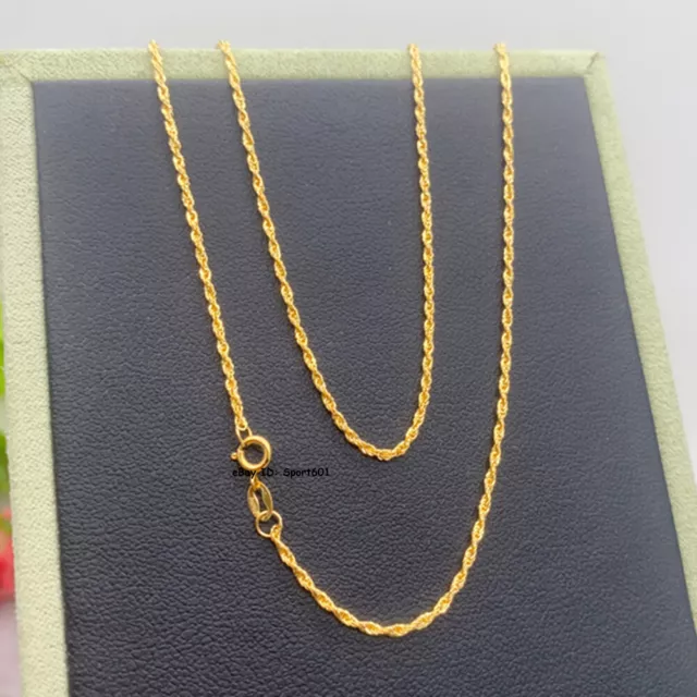 Authentic 18K Yellow Gold Women Lucky Twist Rope Chain Link Necklace 18"L