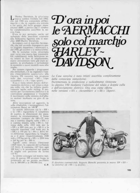 Pubblicita'  Advertising Moto Aermacchi Harley Davidson 1972 Maximoto Motosport