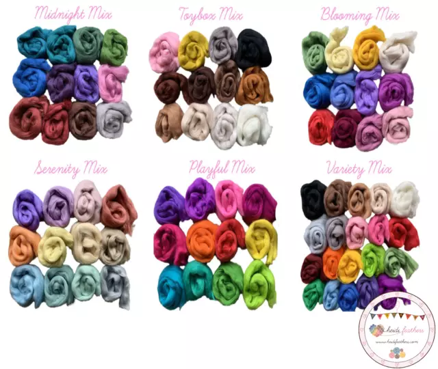 Heidifeathers® Merino Felting Wool Roving - Choose the Wool Tops Mix Pack