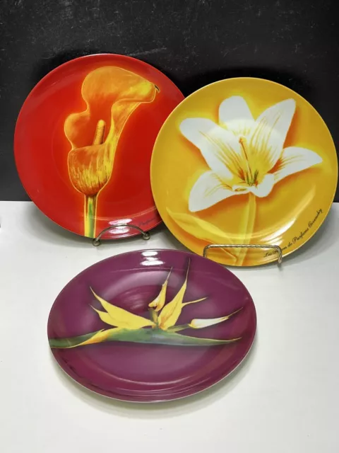 GIVENCHY PARIS-Set Of 3 Vintage Les Fleurs de Parfums Porcelain Flower Plates 8"