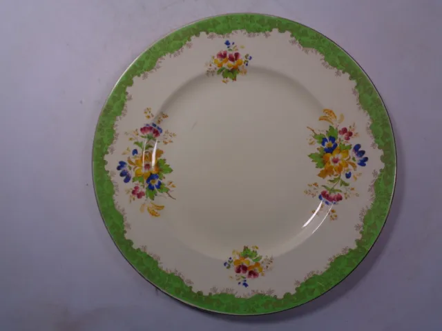 Vintage Burgess & Leigh Burleigh Ware Plate Green Rim Floral 25cm