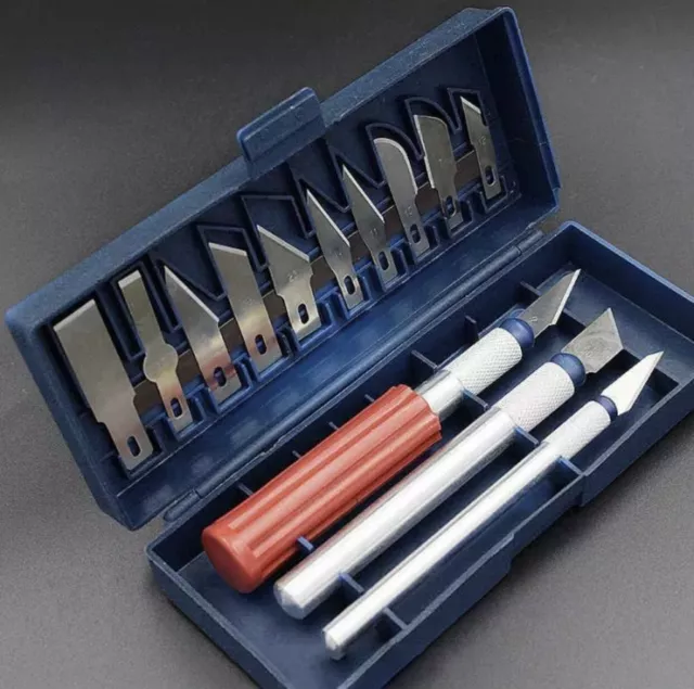 Blue Exacto Knife Set 10 Blade For Paper Craft Pen Hobby Cutter Razor Knife  USA
