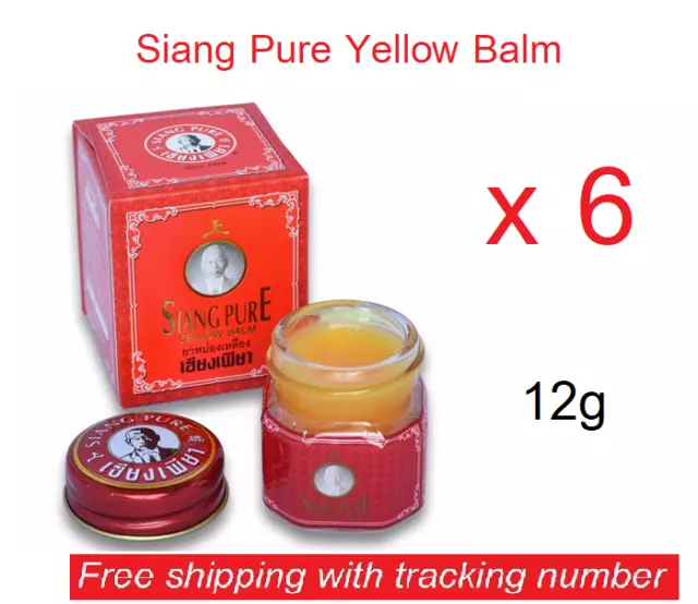 6 x 12g Siang Pure Yellow Muscle Relief Massage Balm Sprain Bruises Insect Bites