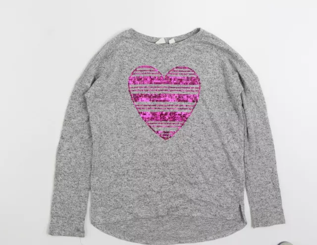 Felpa pullover grigia rayon per bambina taglia 10-11 anni pullover - Love Heart