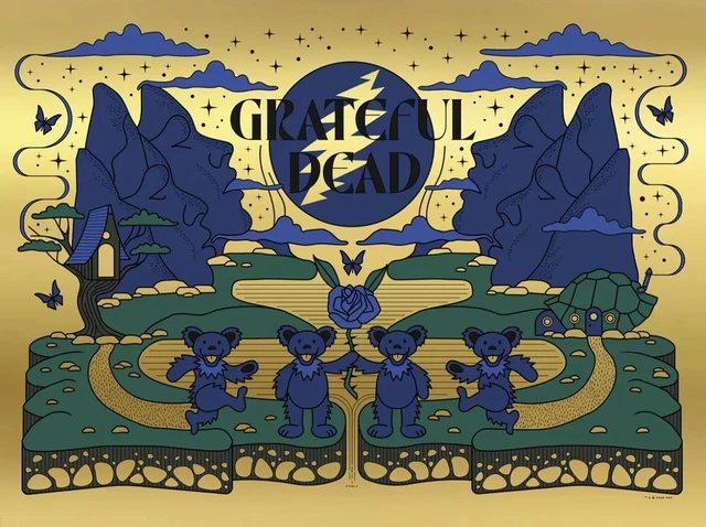 Brian Steely Grateful Dead Poster Gold Variant  Bottleneck Gallery 48/100 24x18