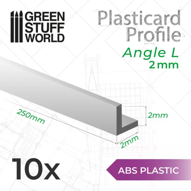 Perfil Plasticard ANGULO-L 2mm - Tiras Plastico PVC ABS Poliestireno Choque