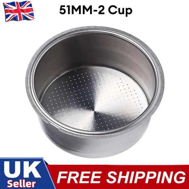 Cup Coffee Filter Basket Non Pressurized 1/2Cup 51mm For Breville Delonghi Krups