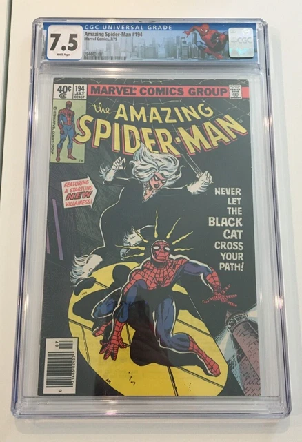 Amazing Spider-Man #194 CGC 7.5 White Pages Newsstand 1st Appearance Black Cat