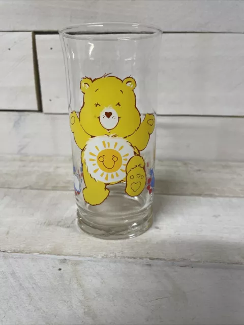 Vintage 1983 Pizza Hut Care Bears Yellow Funshine Bear Drinking Glass