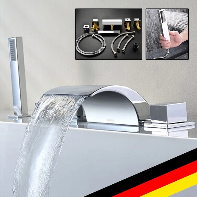 5 Loch Set Badewannenarmatur Wannenarmatur Handbrause Bad Armatur Set Wasserfall