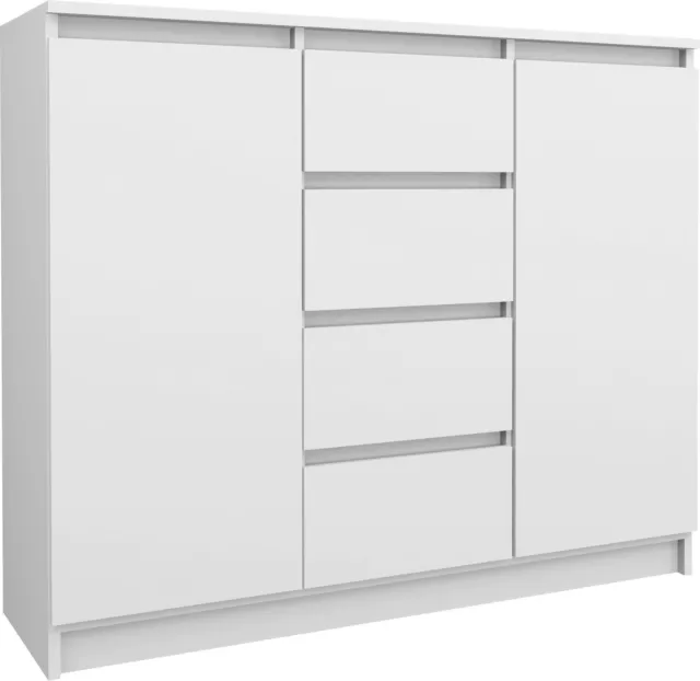 Kommode mit 4 Schubladen 2 Schränke 120cm Klamotenschrank Sideboard Anrichte hol