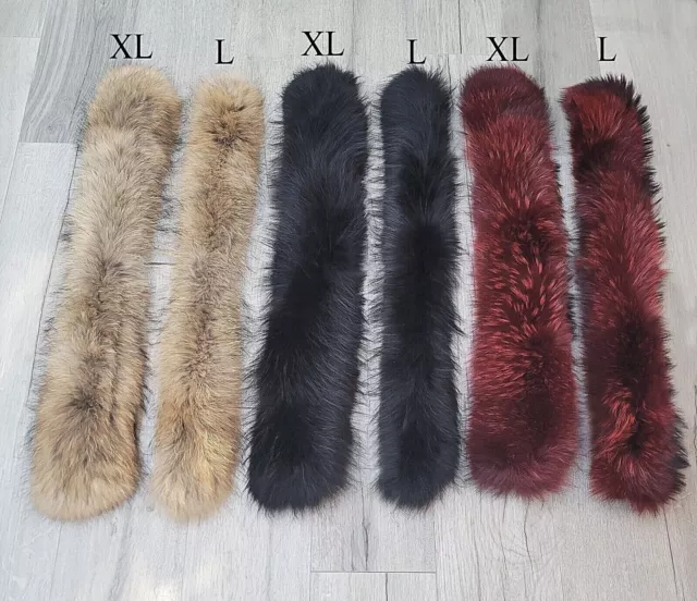 🔥Extra Large Real Genuine Raccoon Fur Collar Trim for Coat Hood Replacement