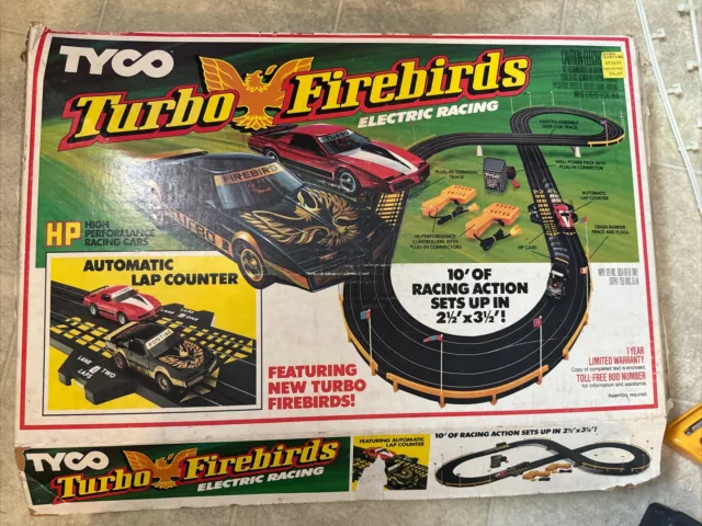 Tyco Turbo Firebirds Slot Car Race Track Original Box. Incomplete And Untested.